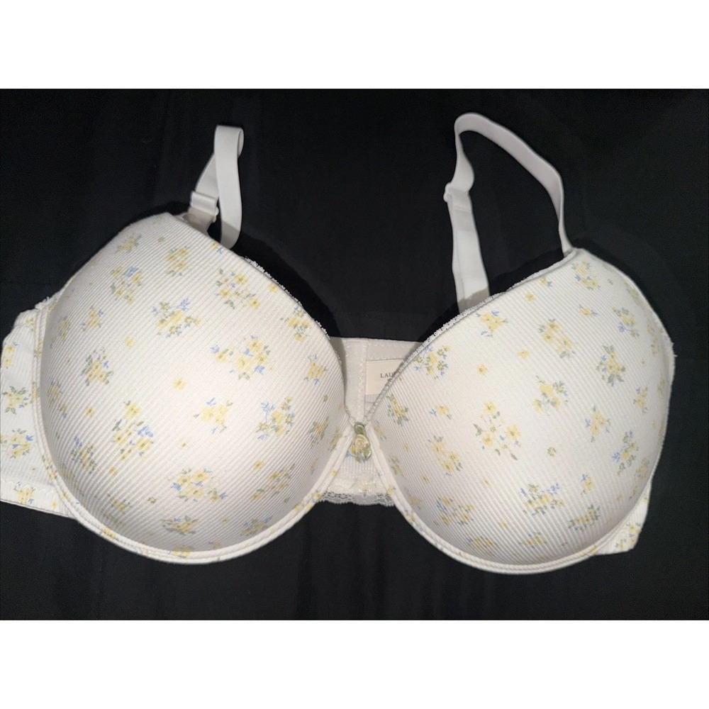 Laura Ashley Yellow Full Coverage Underwire Bra Straps‎ Size 40DD Cottagecore